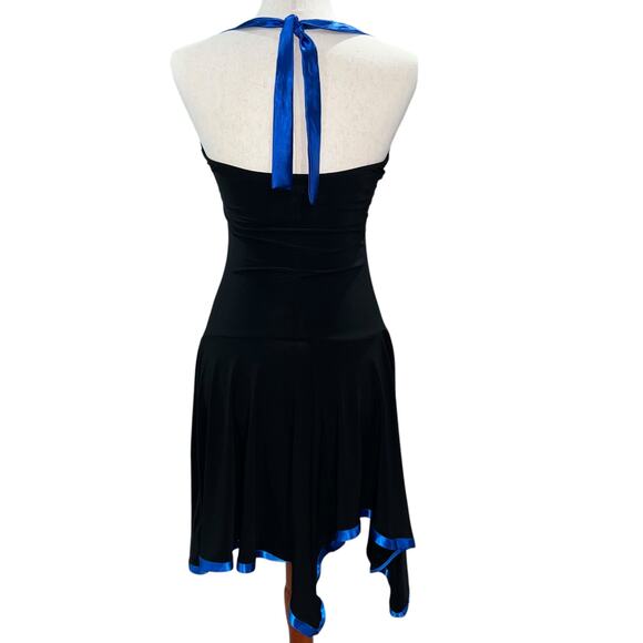 VTG Y2k Women's Taboo Satin Ribbon Trim Asymmetrical Halter Cocktail Dress Sz M - Picture 3 of 7